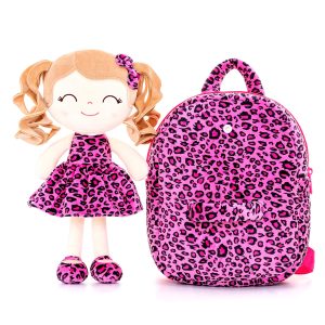 Gloveleya Toddler Backpack Baby Girl Gifts Curly Hair Plush Figures Dress Backpack Soft Toy Kids Backpack Curly Animal - Giraffe 9inches