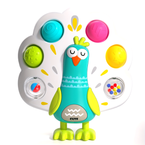 Peacock-Shaped Sensory Activity Toy for Toddlers - Finger Push Pop Fidget Toy, No Battery Needed, Stress Relief for Boys & Girls, Training & Motor Skills Development, Gift for Holidays (Christmas & Halloween) - Mixed Color, Plastic, Chinese Mainland, Ages 0-3 Years (with Colorful Packaging)